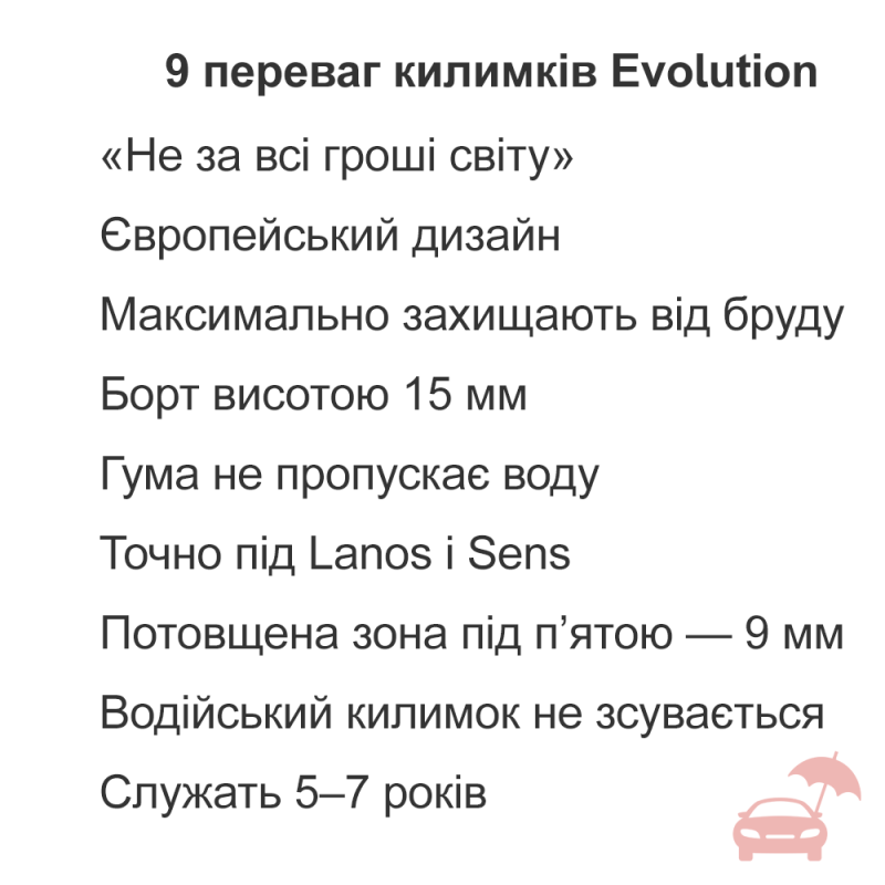 Килимки в Daewoo Lanos, Sens гумові Evolution