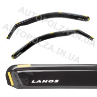 Дефлекторы окон Daewoo Lanos, Sens (под резинку) передние со словом Ланос VL-0083