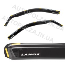 Дефлекторы окон Daewoo Lanos, Sens (под резинку) передние со словом Ланос VL-0083
