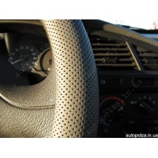 Чехол на руль Daewoo Lanos, Sens серый с перфорацией Комфорт