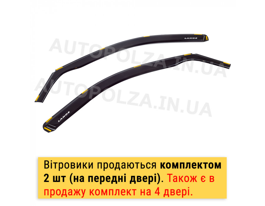 Дефлекторы окон Daewoo Lanos, Sens (под резинку) (VL-0082)