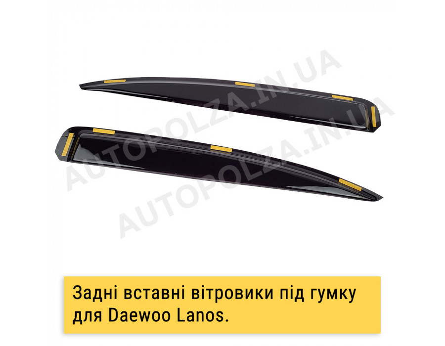 Дефлектори вікон Daewoo Lanos, Sens (під гумку) Україна (VL-0081) зі словом Ланос (4 шт.)