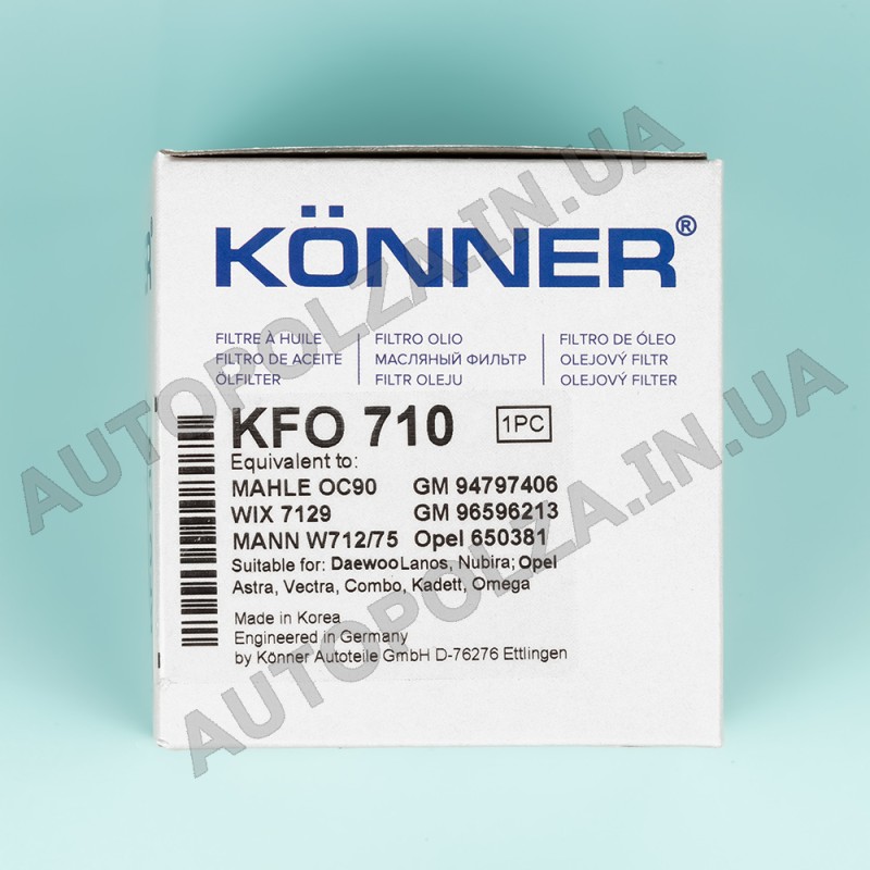 Масляный фильтр для Daewoo Lanos 1.5, 1.6 Konner KFO 710  (Корея)