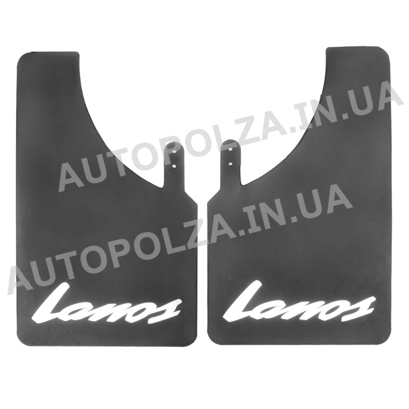 Передние резиновые брызговики POLYTEP XL на Daewoo Lanos, Sens со словом "Lanos" (2 шт.)