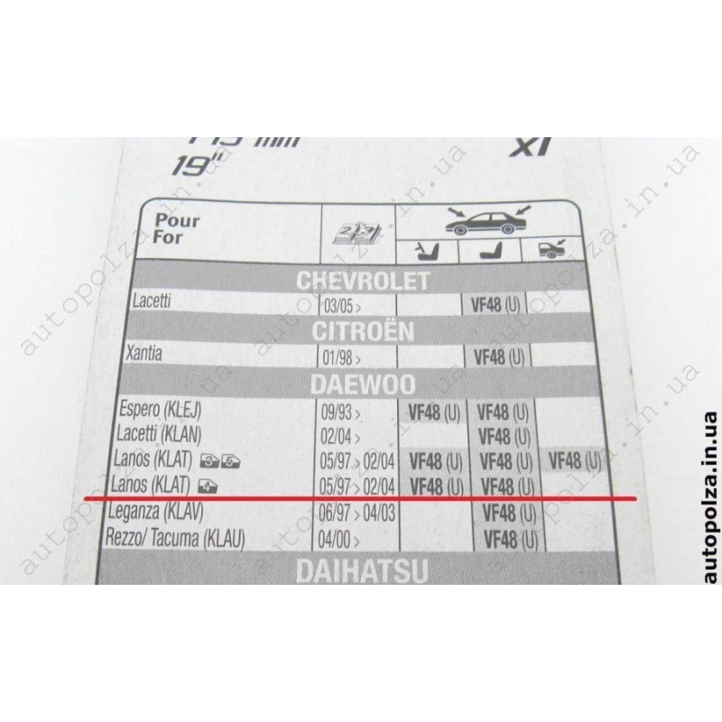 Каркасные дворники Daewoo Lanos, Sens, Chevrolet Lanos Valeo 475 мм r19