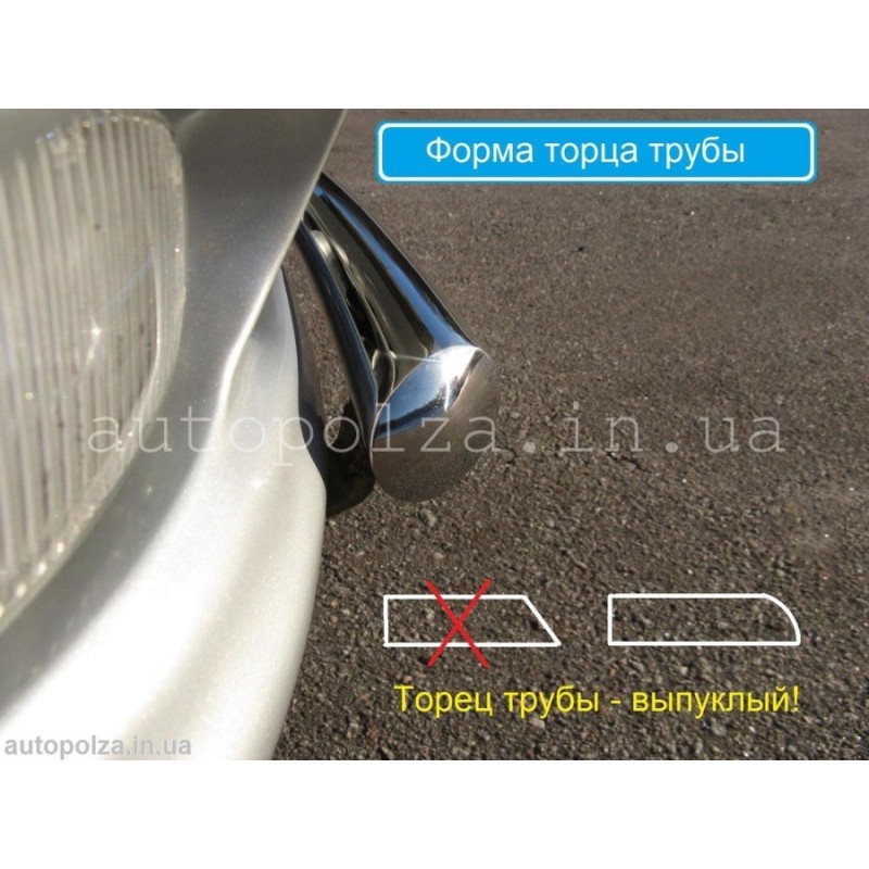 Дуга (кенгурятник) на бампер Daewoo Lanos, Sens, Chevrolet Lanos з нержавіючої сталі Pan
