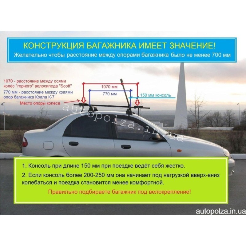 Велобагажник Amos 3 st для Daewoo Lanos, Sens, Chevrolet Lanos KE-198