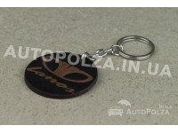 Брелок на ключи авто Daewoo Lanos, Sens кожаный с надписью Lanos и логотипом Daewoo