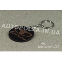 Брелок на ключі авто Daewoo Lanos, Sens шкіряний з написом Lanos та логотипом Daewoo