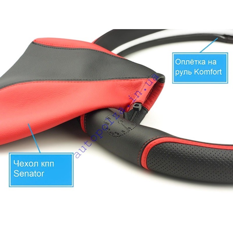 Чехол на ручку кпп Daewoo Lanos, Sens Senator красный