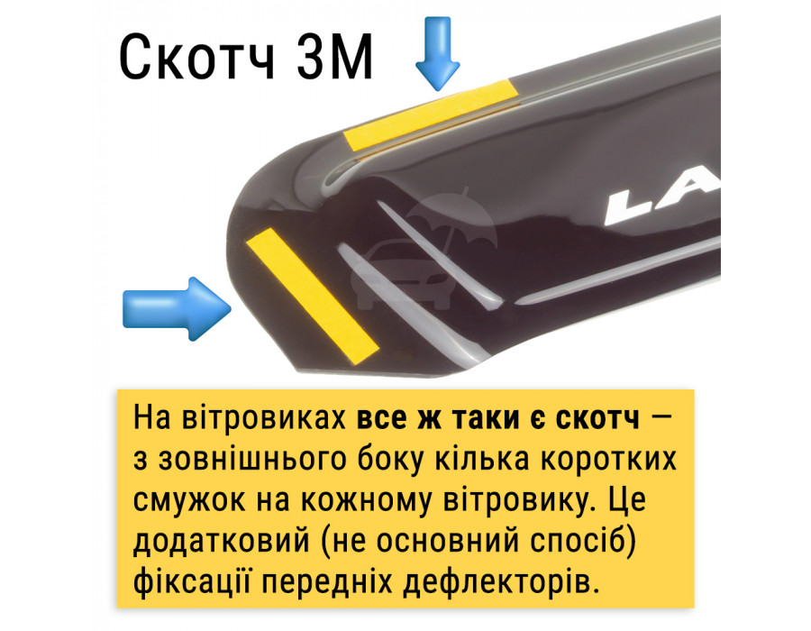 Дефлекторы окон Daewoo Lanos, Sens (под резинку) (VL-0082)